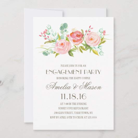 Roos Garden | Verlovingsfeest Kaart (Voorkant)
