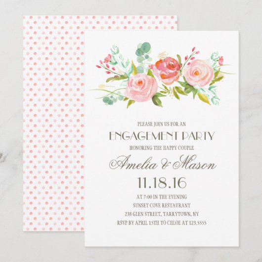 Roos Garden | Verlovingsfeest Kaart (Voorkant / Achterkant)