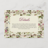 Roos Garden Vintage bruiloft Informatiekaartje (Voorkant)