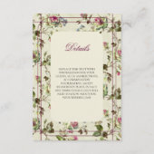 Roos Garden Vintage bruiloft Informatiekaartje (Voorkant)