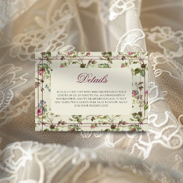 Roos Garden Vintage bruiloft Informatiekaartje
