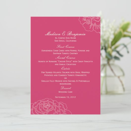 Roos Garden Weddenemenkaart - Roze Menu (Staand voorkant)
