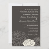 Roos Garden Wedding Invitation - Charcoal Kaart (Voorkant)