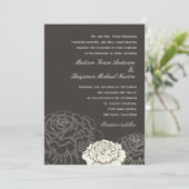 Roos Garden Wedding Invitation - Charcoal Kaart (Staand voorkant)
