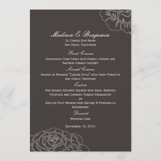 Roos Garden Wedding Menu Card - Kool (Voorkant)