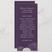 Roos Garden Wedding Programme - Paars Programmakaart (Voorkant / Achterkant)