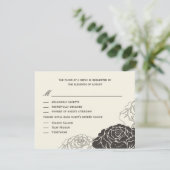 Roos Garden Wedding RSVP-kaart - houtskool RSVP Kaartje (Staand voorkant)