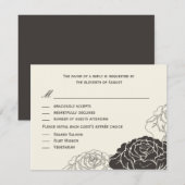 Roos Garden Wedding RSVP-kaart - houtskool RSVP Kaartje (Voorkant / Achterkant)