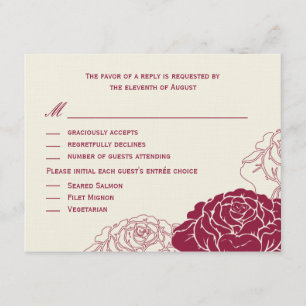 Roos Garden Wedding RSVP-kaart - Rich Red RSVP Kaartje