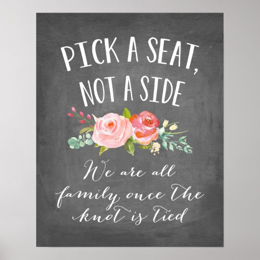 Roos Garden Wedding Sign | Kies een zitplaats, gee Poster (Voorkant)