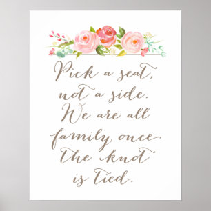 Roos Garden Wedding Sign   Kies een zitplaats, gee Poster