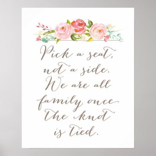 Roos Garden Wedding Sign | Kies een zitplaats, gee Poster (Voorkant)