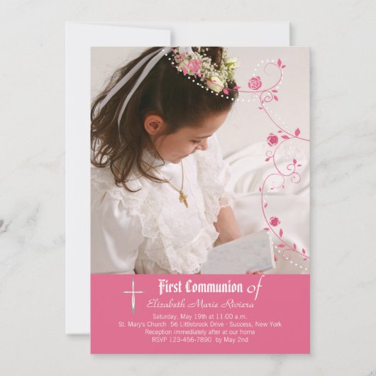 Roos Garland Fotouitnodiging Kaart (Voorkant)