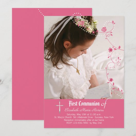 Roos Garland Fotouitnodiging Kaart (Voorkant / Achterkant)