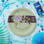 Roos geaccentueerd met Paarse en mauve Papieren Bordje (Feest)