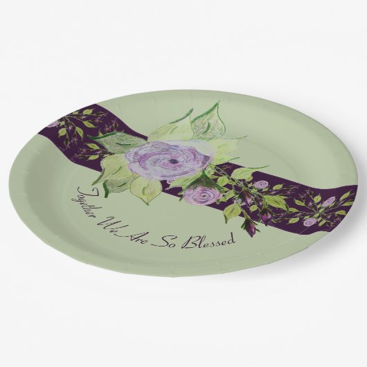 Roos geaccentueerd met Paarse en mauve Papieren Bordje (Gekanteld)