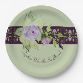 Roos geaccentueerd met Paarse en mauve Papieren Bordje (Voorkant)