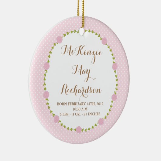 Roos geboorte Stats new Baby Girl Keramisch Ornament (Rechts)