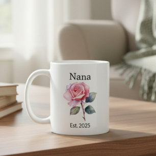 Roos geboortebloem voor Nana met jaar Koffiemok