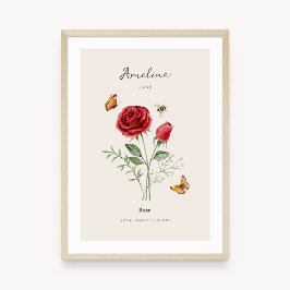 Roos Geboortemaand Bloem Poster