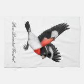 Roos Gebreide Grosbeak Wild Bird Kitchen Towel Theedoek (Horizontaal)