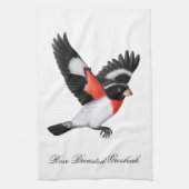 Roos Gebreide Grosbeak Wild Bird Kitchen Towel Theedoek (Verticaal)
