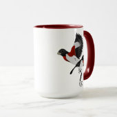 Roos Gebrekte gegrosbeak Kardinaal vogel Mok (Voorkant rechts)