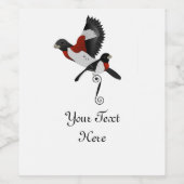 Roos Gebrekte gegrosbeak Kardinaal vogel Wijn Etiket (Enkel label)