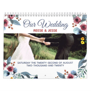 Roos, Geel en Blauw Bloemen Onze huwelijkskalender Kalender