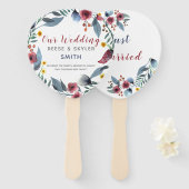 Roos, geel en Blu Waterverf Floral gewoon getrouwd Handwaaier (Voorkant en achterkant)