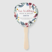 Roos, geel en Blu Waterverf Floral gewoon getrouwd Handwaaier (Voorkant)