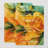 Roos Geel Groen Bloemen Verjaardag Kaart (Voorkant / Achterkant)