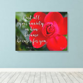 Roos Gegoten al uw angstgevoelens Christelijke Bij Canvas Afdruk (Insitu (Houten vloer))