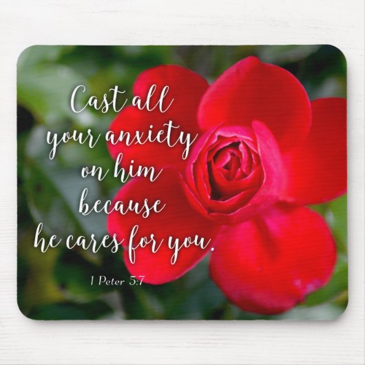 Roos Gegoten al uw angstgevoelens Christelijke Bij Muismat (Voorkant)