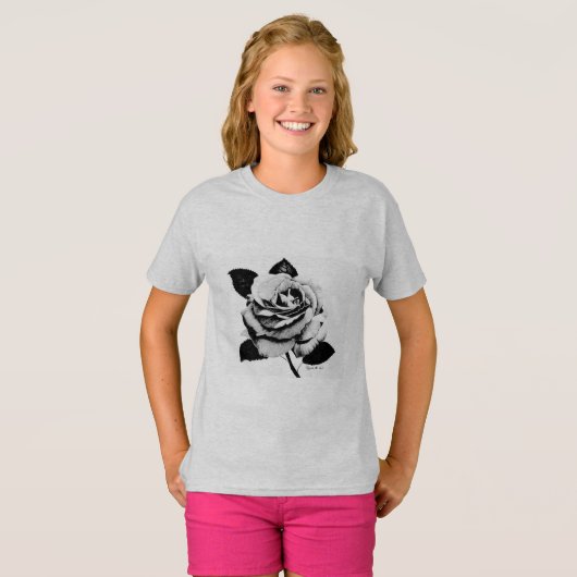 Roos gegraveerd Kinder T-shirt (Voorkant volledig)