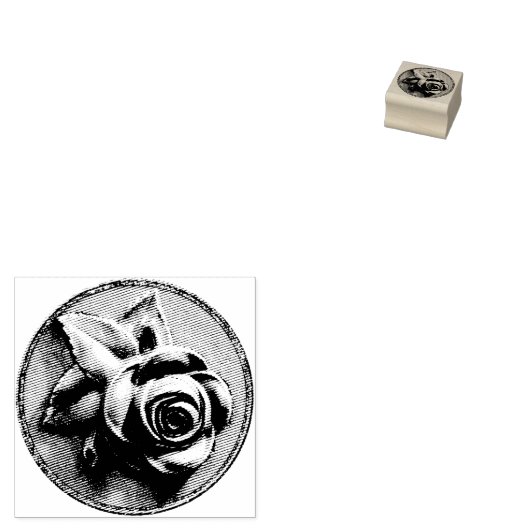 Roos gegraveerd rubberstempel (Gestempeld)