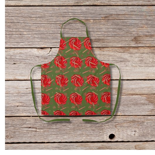 Roos geïnspireerde appels en specerijen groen schort
