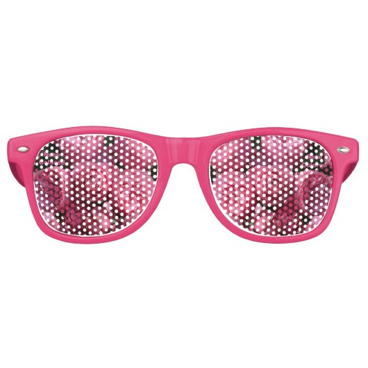 Roos gekleurd met roze Lijsten Retro Zonnebril (Voorkant)