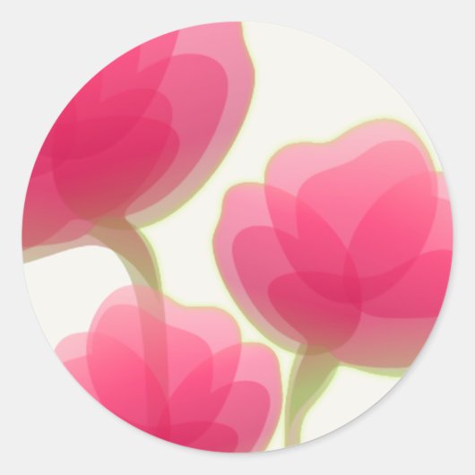 Roos gekleurde bloemen ronde sticker (Voorkant)