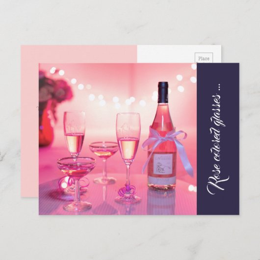 Roos gekleurde bril Dank u Briefkaart, Custom Briefkaart (Voorkant / Achterkant)