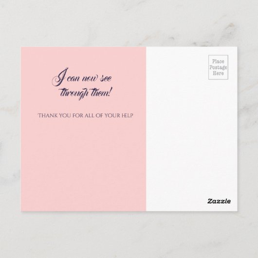 Roos gekleurde bril Dank u Briefkaart, Custom Briefkaart (Achterkant)