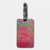 Roos gekleurde metalen textuur bagagelabel (Achterkant verticaal)