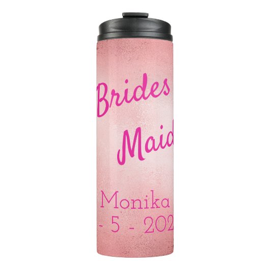 Roos gekleurde persoonlijke bridesmaid thermosbeker (Voorkant)