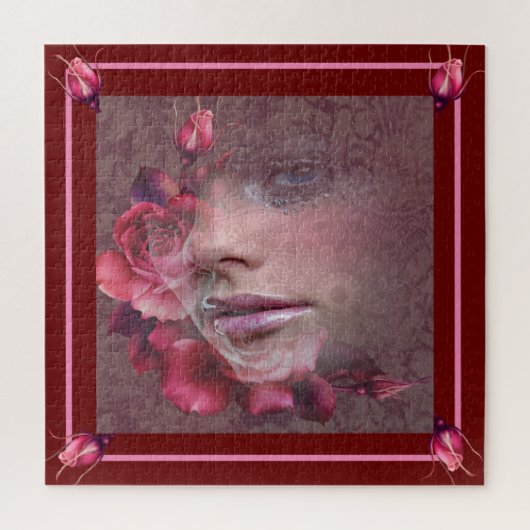 Roos gekleurde schoonheidspuzzel legpuzzel (Verticaal)