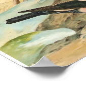 Roos-gekleurde Starling  vogelillustratie Poster (Hoek)