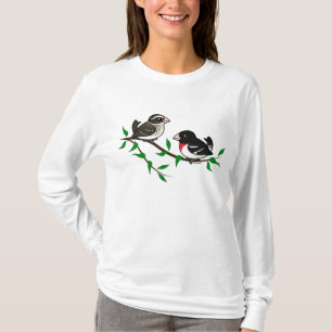 Roos-gekruiste Grosbeak Couple T-shirt
