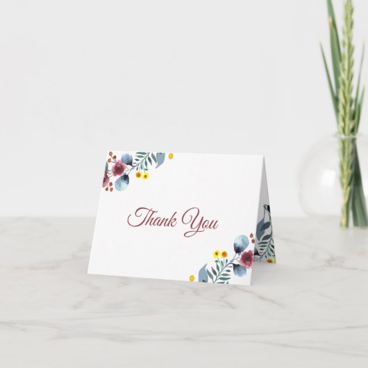 Roos, Gele en Blauwe Bloemige Waterverf Bedankt (Voorkant)