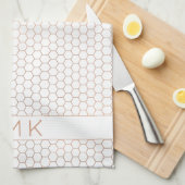 Roos Geometrisch hexagonmonogram van koperfolie in Theedoek (Quarter Fold)