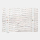 Roos Geometrisch hexagonmonogram van koperfolie in Theedoek (Horizontaal)