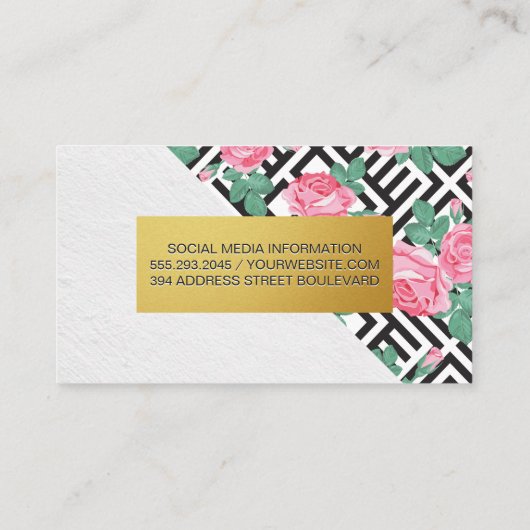 Roos Geometrisch Patroonkleurblok Visitekaartje (Achterkant)